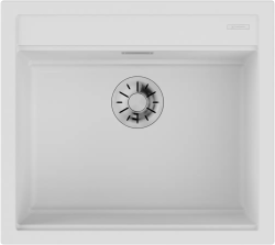 Мойка кухонная Omoikiri Kitagawa 57-WH, 51х57 см, врезная, из керамики (Artceramic), прямоугольная, цвет белый, без отверстия под смеситель, без крыла, слив-перелив, врезная в столещницу, для кухни