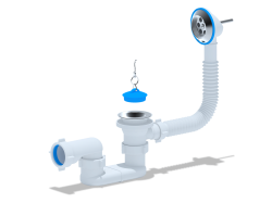 Обвязка для ванны ANI (Ани-пласт) 1 1/2"х40 плоский, с выпуском, с переливом, белый, для слива воды E050