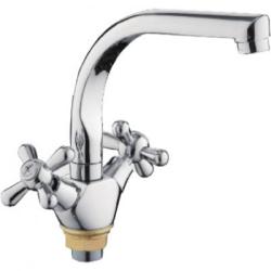 Смеситель для кухни/мойки LEDEME, двухвентильный, поворотный, латунный, длина излива 175 мм, латунь, цвет хром