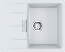 Мойка кухонная Franke CENTRO CNG 611/211-62, 62х50 см, врезная, искусственный гранит (Fragranite+), прямоугольная, цвет белый, без отверстия под смеситель, с крылом, оборачиваемая