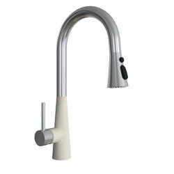 Смеситель для кухни Florentina Вита Pro, однорычажный, выдвижной, керамический, с высоким изливом, высота излива 22,1 см, латунь, цвет шампань