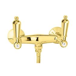 Смеситель для душа Cezares First, настенный, двухвентильный, без излива, керамический, латунь, цвет золото 24 карат