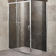 Душевой уголок BelBagno Unique, 135х90 см, без поддона, прямоугольный, угловой, стекло прозрачное, (без сифона) без крыши, раздвижной, стеклянный, алюминиевый профиль (хром)
