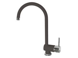 Смеситель для кухни ALVEUS ARC 110 CARBONE - G91 однорычажный, поворотный, керамический, высокий излив, высота излива 23,3 см, латунь, покрытие гранит, цвет карбон