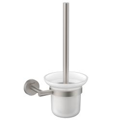 Ершик для унитаза Lemark Beluga настенный, материал нержавеющая сталь/стекло матовое, для туалета/унитаза, ванную комнату, цвет брашированный никель LMA-8021S-BN