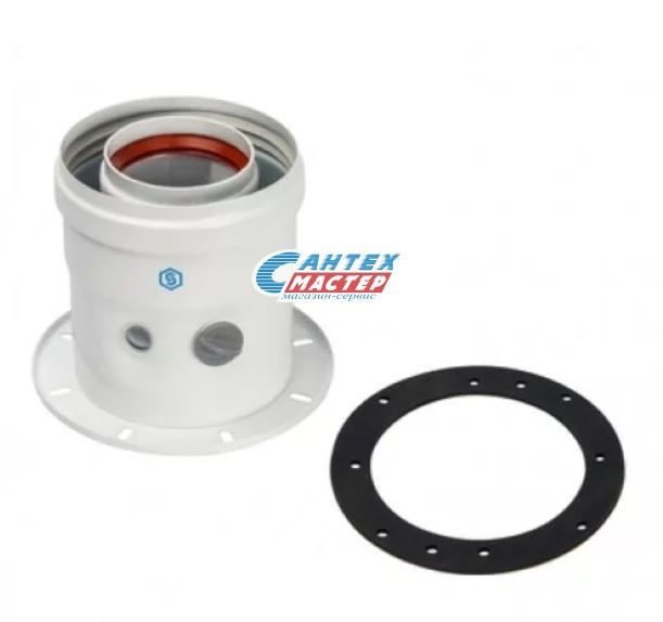 Элемент дымохода STOUT DN60/100 адаптер для котла вертикальный коаксиальный (Bosch, Buderus(с логотипом) SCA-6010-240100