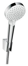 Душевой гарнитур Hansgrohe Crometta Vario Porter, длина 160 см, комплект: ручной душ/шланг для душа/держатель для душа, пластиковый, цвет хром/белый, наружного монтажа, настенный, для душа/ванной