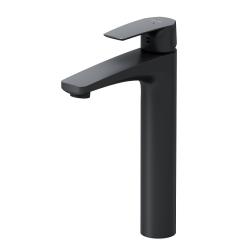 Смеситель для раковины Am.Pm Gem однорычажный, излив средний, длина 155 мм, керамический, латунь, цвет черный матовый, без донного клапана