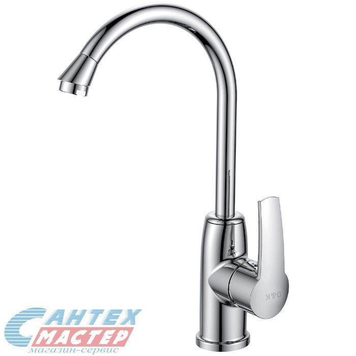 Смеситель для кухни/мойки D&K Valerius Rhein однорычажный, поворотный, керамический, с высоким изливом, длина 161 мм, поворотный, латунь, цвет хром, ёлочка,  кухонный, хромированный, вертикальный, кран, комплект, сантехника, водопроводные, размер