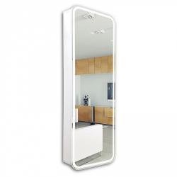 Зеркальный шкаф Silver Мirrors Понтианак, 45х135 см, навесной, цвет белый, зеркало с подсветкой LED/ЛЭД, сенсорный выключатель с функцией диммера, с 1 распашной дверцой/одностворчатый