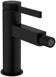 Смеситель для биде Hansgrohe Finoris однорычажный, керамический, фиксированный излив, длина 12,9 см, латунь, цвет матовый черный, без шланга/лейки, со сливным клапаном Push-Open