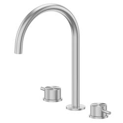Смеситель для раковины/умывальника ABBER Wasser Kreis 316 на 3 отверстия, двухвентильный, длина излива 177 мм, керамический, нержавеющая сталь, цвет сталь брашированная