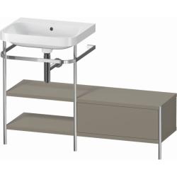 Консоль с раковиной Duravit Happy D.2 Plus c-bonded, 120х49х85 см, напольная, металл/ДСП 1 выдвижной ящик, 2 полки, правая, цвет: каменно-серый шелковисто-матовый /умывальник, цвет белый, керамика, без отверстия под смеситель