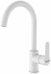 Смеситель для кухни/мойки IDDIS Cuba, однорычажный, поворотный, керамический картридж, длина излива 183 мм, латунь, цвет белый матовый