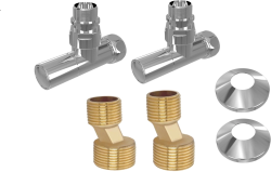 Комплект фитингов Aquatek 2 шт. вентиль круглый г/ш 3/4х1/2, эксцентрик 3/4х1/2, отражатель 3/4, цвет хром, для полотенцесушителя