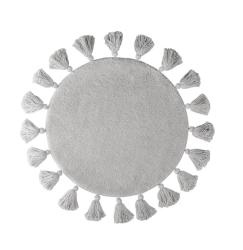 Коврик для ванной комнаты IDDIS Décor 550 мм, цвет серый, с декоративными пушистыми кисточками, круглый, микрофибра DTR01P5i12