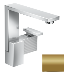 Смеситель для раковины/умывальника Axor Edge 190, однорычажный, с алмазной огранкой, фиксированный излив, длина излива 17,5 см, керамический, латунь, цвет полированная бронза, со сливным клапаном Push-Open