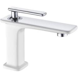 Смеситель для умывальника ROSE однорычажный, неповоротный, длина 128 мм, латунь, цвет белый/хром