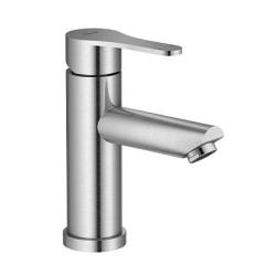 Смеситель для раковины/умывальника Splenka S223.10.05 однорычажный, неповоротный, фиксированный излив, длина 114 мм, высота 95 мм, нержавеющая сталь, цвет сатин