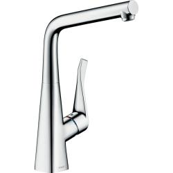 Смеситель для кухни/мойки Hansgrohe Metris M71 320, однорычажный, поворотный, керамический, с высоким изливом, высота излива 31,5 см, латунь, покрытие хром, цвет хром