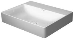 Раковина DURAVIT DuraSquare WonderGliss 60х47х14,5 см, подвесная, прямоугольная, санфарфор, шлифованная, цвет белый, без отверстия под смеситель, антигрязевое покрытие, без перелива