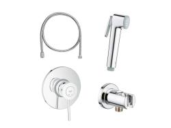 Смеситель с гигиеническим душем Grohe BauClassic встраиваемый, однорычажный, без излива, с гибким шлангом/лейкой, латунь, цвет хром 129186