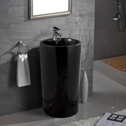 Раковина для ванной CeramaLux NB135В 46х82,1х46 напольная, круглая, керамическая/фарфоровая, цвет черный глянцевый, с отверстием под смеситель, слив-перелив
