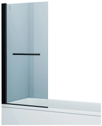 Душевая шторка на ванну IDDIS Slide 75х145 см, прозрачное стекло, профиль черный матовый, одностворчатая, распашная дверь, плоская/ панель, правая/левая, правосторонняя/левосторонняя, универсальная