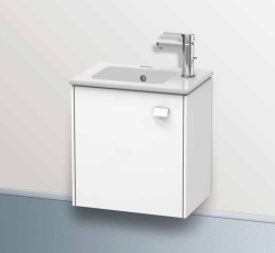 Тумба под раковину Duravit Brioso, 43,4х33,9х57 см, напольная, цвет: белый матовый, 1 распашная дверца/одностворчатая, стеклянная полка, ДСП, прямоугольная, левая, в ванную комнату