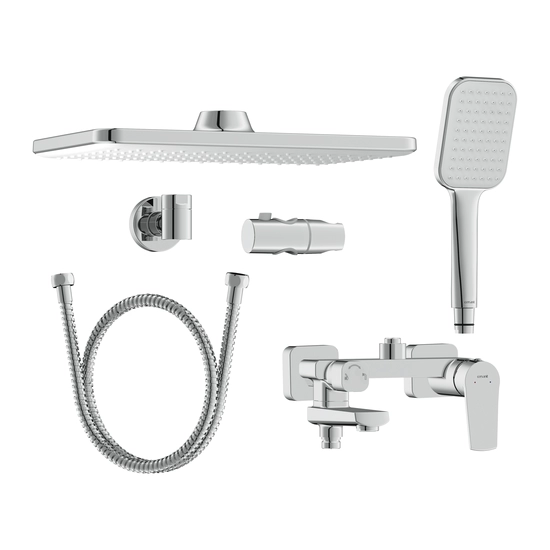 Душевая система Cersanit CITY (смеситель стандартный) с изливом 5 режимов шланг 150 металл, цвет глянцевый хром, комплект: однорычажный смеситель/тропический душ