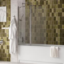 Душевая шторка на ванну WasserKRAFT Salm 27P, 110х140 см, прозрачное стекло/профиль хром, распашная, плоская/панель, правая/левая, правосторонняя/левосторонняя, универсальная