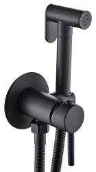 Смеситель с гигиеническим душем Esko SMH06 Black встраиваемый, однорычажный, керамический, без излива, с гибким шлангом/лейкой, латунь, цвет черный матовый
