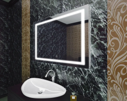 Зеркало Azario 80х60 см, с LED/ЛЕД-подсветкой, прямоугольное, выключатель сенсорный, диммер, для ванны, навесное/подвесное/настенное