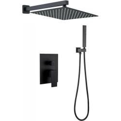 Душевая система BERGES VENTAS 2S, внутренний (скрытый монтаж), черный матовый, однорычажный, округлая/квадратная, латунь/пластик, для ванной