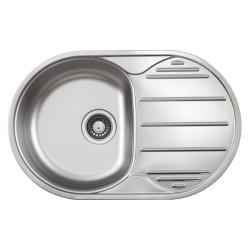 Мойка 500х780 см TopZero серия ECLIPSE, с правым крылом, врезная, из нержавеющей стали, микродекор, круглая, отверстие под смеситель, слив-перелив, для кухни