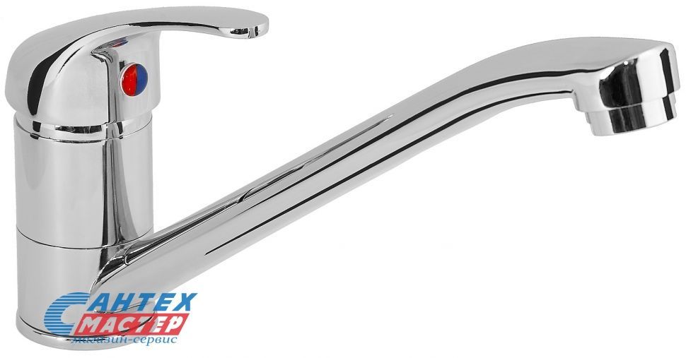 Смеситель для кухни/мойки Ukinox однорычажный, керамический, с поворотным изливом, длина 220 мм, латунь, цвет хром, кухонный, хромированный, вертикальный, кран, комплект, сантехника, водопроводные, размер, характеристики, высота, расстояние