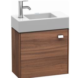 Тумба под раковину Duravit Brioso, 36,4х23,9х57 см, напольная, цвет: орех матовый/хром, 1 распашная дверца/одностворчатая, стеклянная полка, ДСП, прямоугольная, правая, в ванную комнату