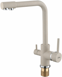 Смеситель для кухни/мойки VIEIR, биканальный, однорычажный, поворотный, керамический, длина излива 219 мм, латунь, цвет бежевый