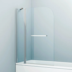 Душевая шторка на ванну IDDIS Ray 110х140 см, прозрачное стекло, профиль хром, двухстворчатая, распашная дверь, плоская/панель, правая/левая, правосторонняя/левосторонняя, универсальная