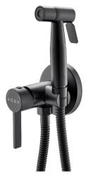 Смеситель с гигиеническим душем Voda Vessel Black встраиваемый, однорычажный, керамический, без излива, с гибким шлангом/лейкой, нержавеющая сталь, цвет черный VSL01B