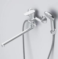 Смеситель для ванны/душа AM.PM Gem, настенный, однорычажный, поворотный, латунный, длина излива 325 мм, керамический, цвет хром