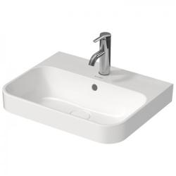 Раковина DURAVIT Happy D.2 Plus WonderGliss 50х40х17 см, накладная, прямоугольная, санфарфор, цвет белый, 1 отверстие под смеситель, антигрязевое покрытие, слив/перелив