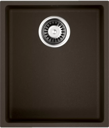 Мойка кухонная Omoikiri Bosen 38-U-DC, 44х38 см, врезная, из искусственного гранита (Tetogranit), прямоугольная, цвет темный шоколад, без отверстия под смеситель, без крыла, слив-перелив, врезная под столещницу, для кухни