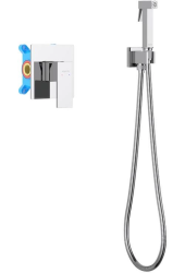 Смеситель с гигиеническим душем Aquatek Либра встраиваемый, однорычажный, керамический, без излива, с гибким шлангом/лейкой, латунь, цвет хром