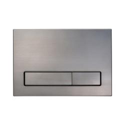 Кнопка смыва KK-POL M16, прямоугольная, цвет оружейная сталь, пластик, клавиша управления для сливного бачка, инсталляции унитаза, двойная, механическая, панель, универсальная, размер 15х22х1,3 см