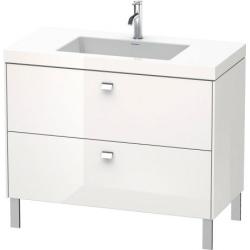 Тумба c раковиной Duravit Brioso, 100х48х70,1 см, напольная, 2 выдвижных ящика, ДСП, цвет: белый глянец/хром /Vero Air, мебельная, прямоугольная, цвет белый, фарфоровая, с площадкой под смеситель, без перелива