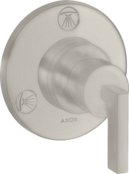 Вентиль Axor Citterio Trio/Quattro запорный/переключающий, с рычаговой рукояткой, скрытого монтажа, настенный, круглый, латунь, цвет: под сталь, встраеваемый/встроенный, для ванны/душа