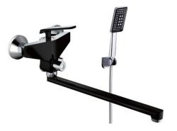 Смеситель для ванны/душа VIEIR, настенный, однорычажный, поворотный, керамический, длина излива 320 мм, латунь, цвет черный