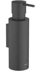 Дозатор Aquatek Оберон для жидкого мыла, с держателем, настенный, латунь/нержавеющая сталь, цвет матовый черный, для ванной