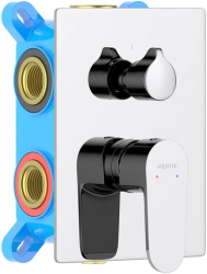 Смеситель для ванны/душа Aquatek Оберон настенный, однорычажный, встраиваемый, 3 режима, без излива, латунь, цвет хром